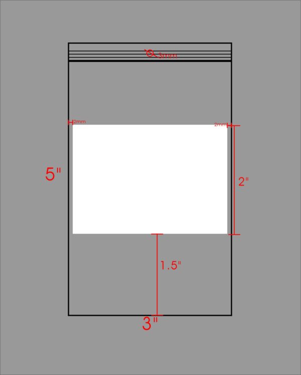 PE 3X5 2mil recloseable bags with white block